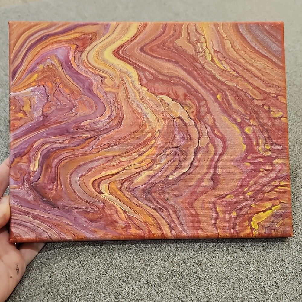 Abstract Swirl Canvas Art in Red and Yellow